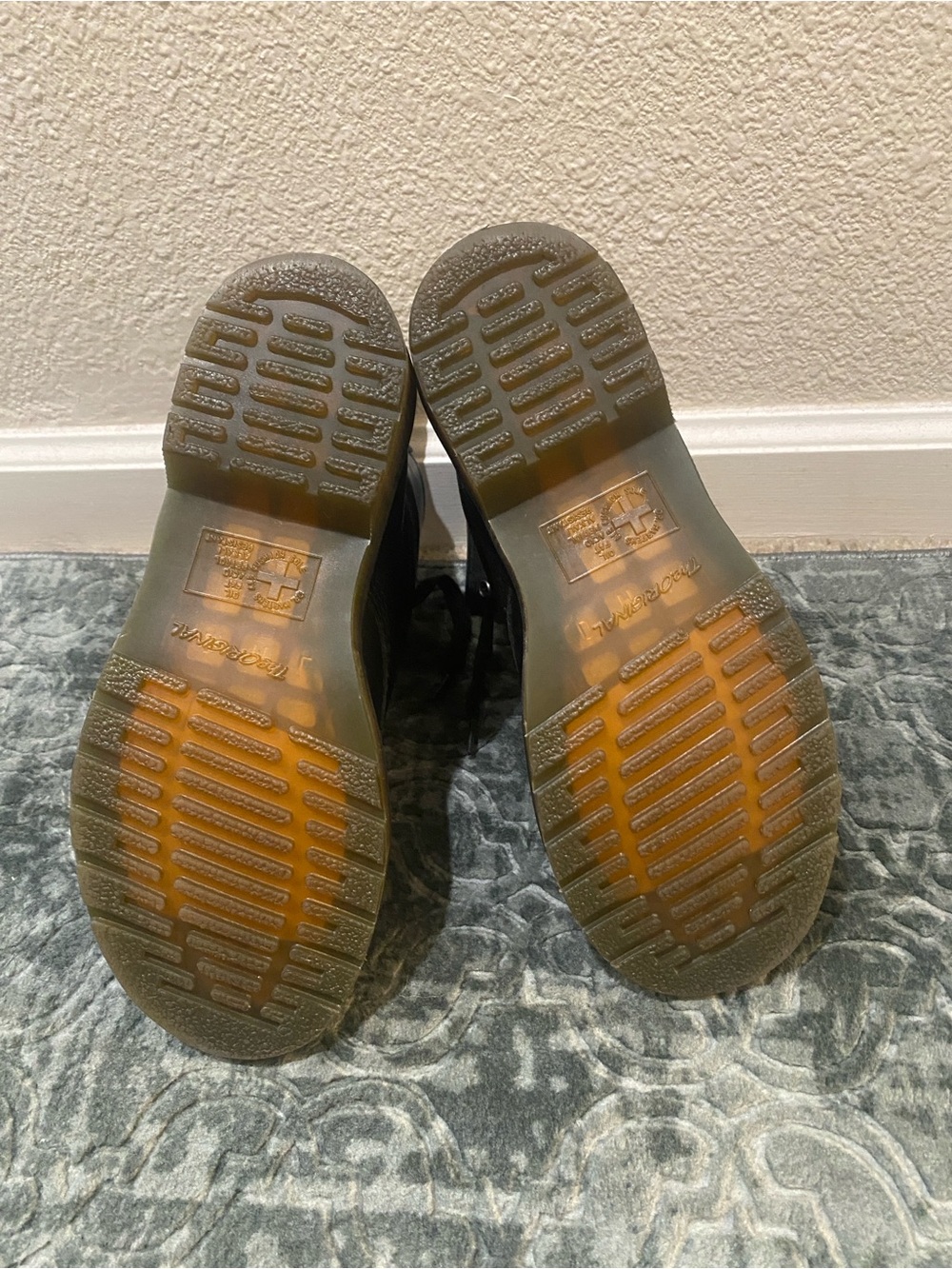 Dr. Martens Black Leather Lace-Up Boots with Yellow Stitching - Picture 3 of 3